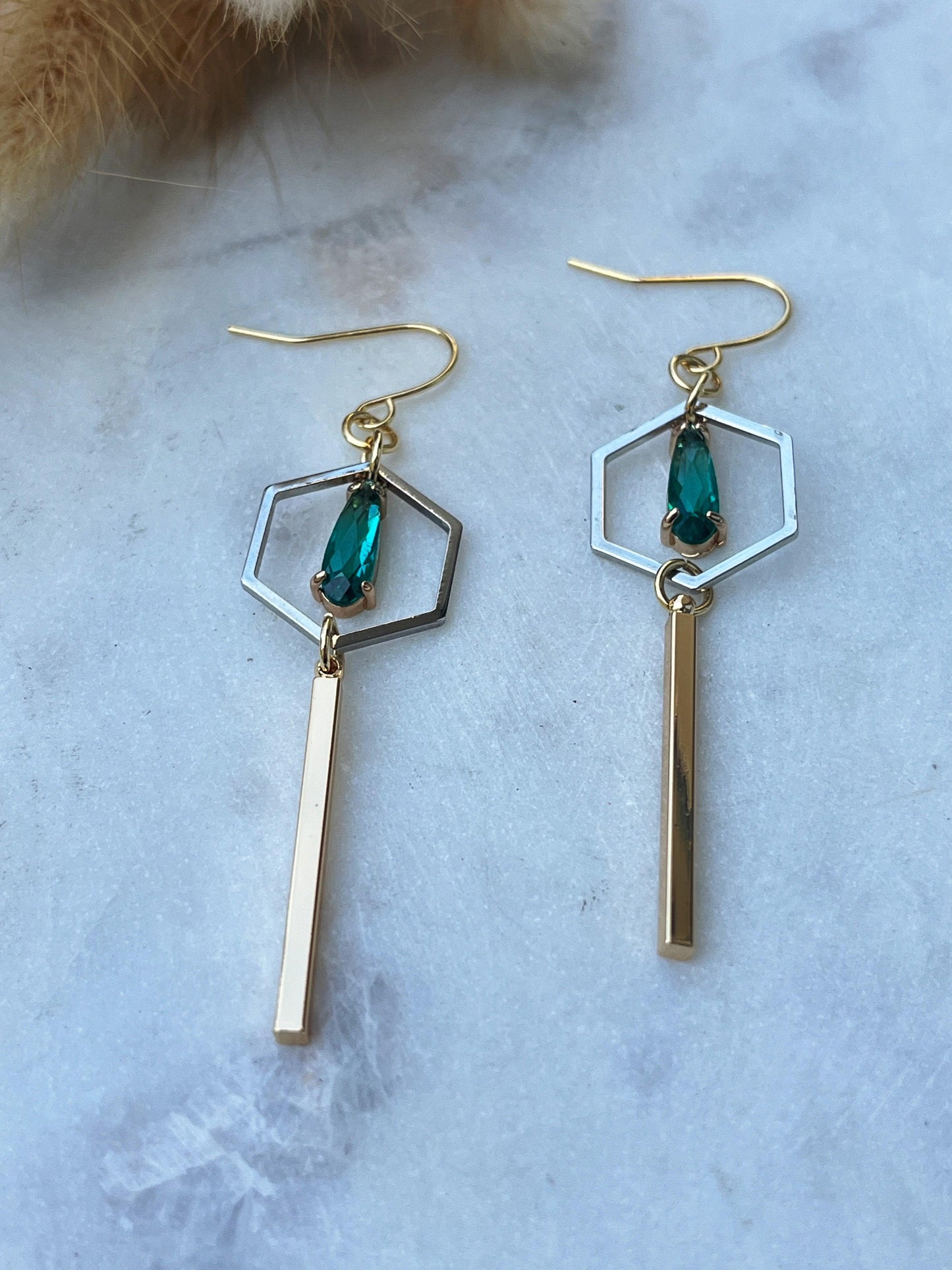 Green prism Earrings