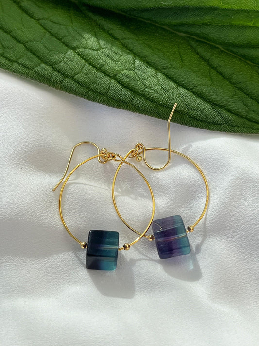 Rainbow Tournaline Hoops