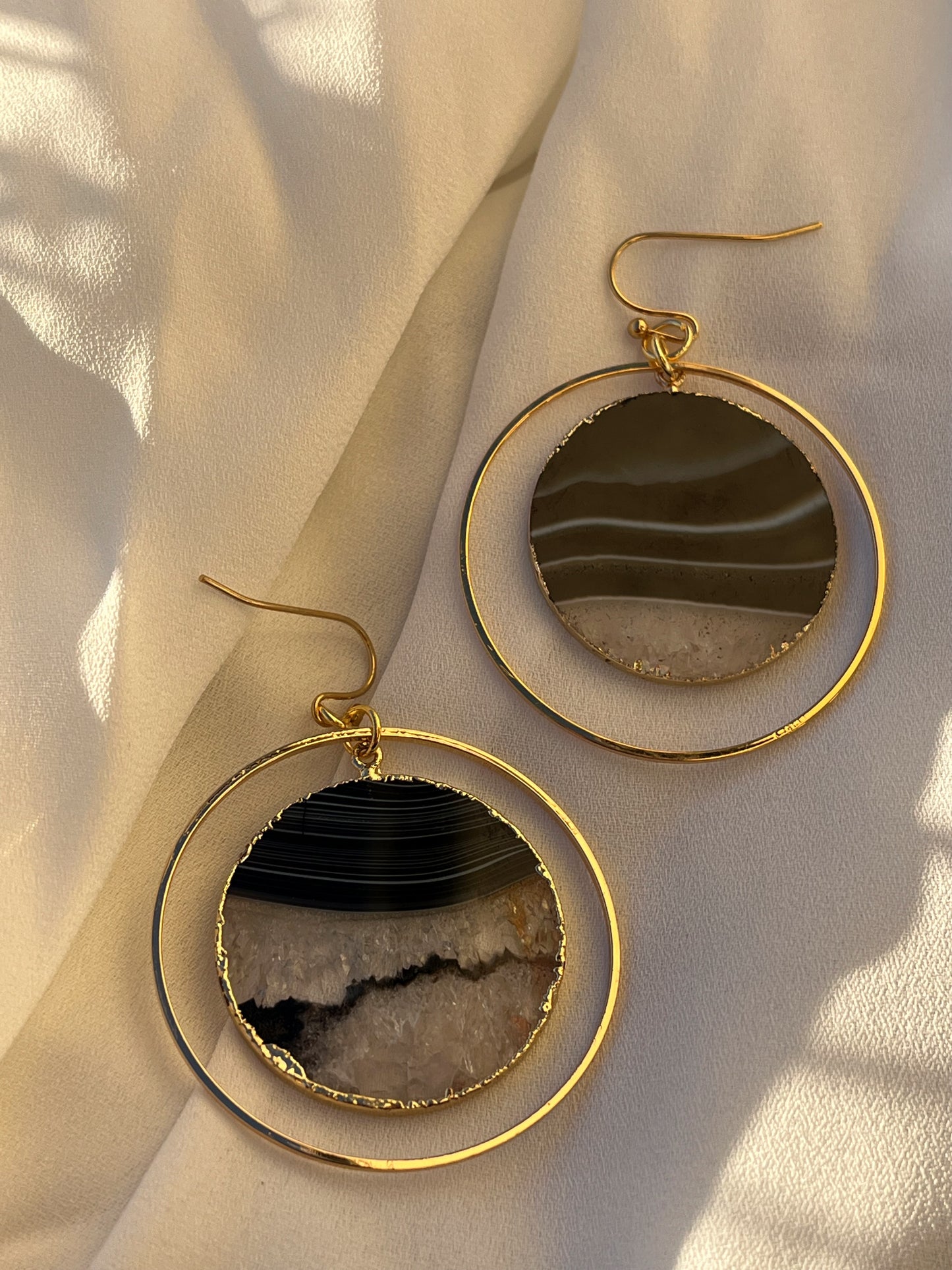 Black Agate Goddess Earrings