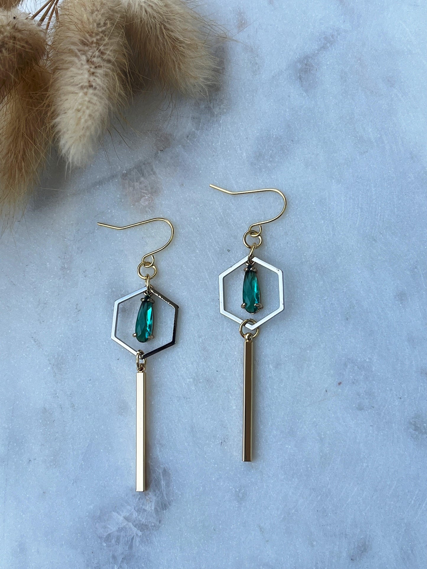 Green prism Earrings