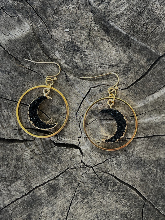 Black Druzy Moons