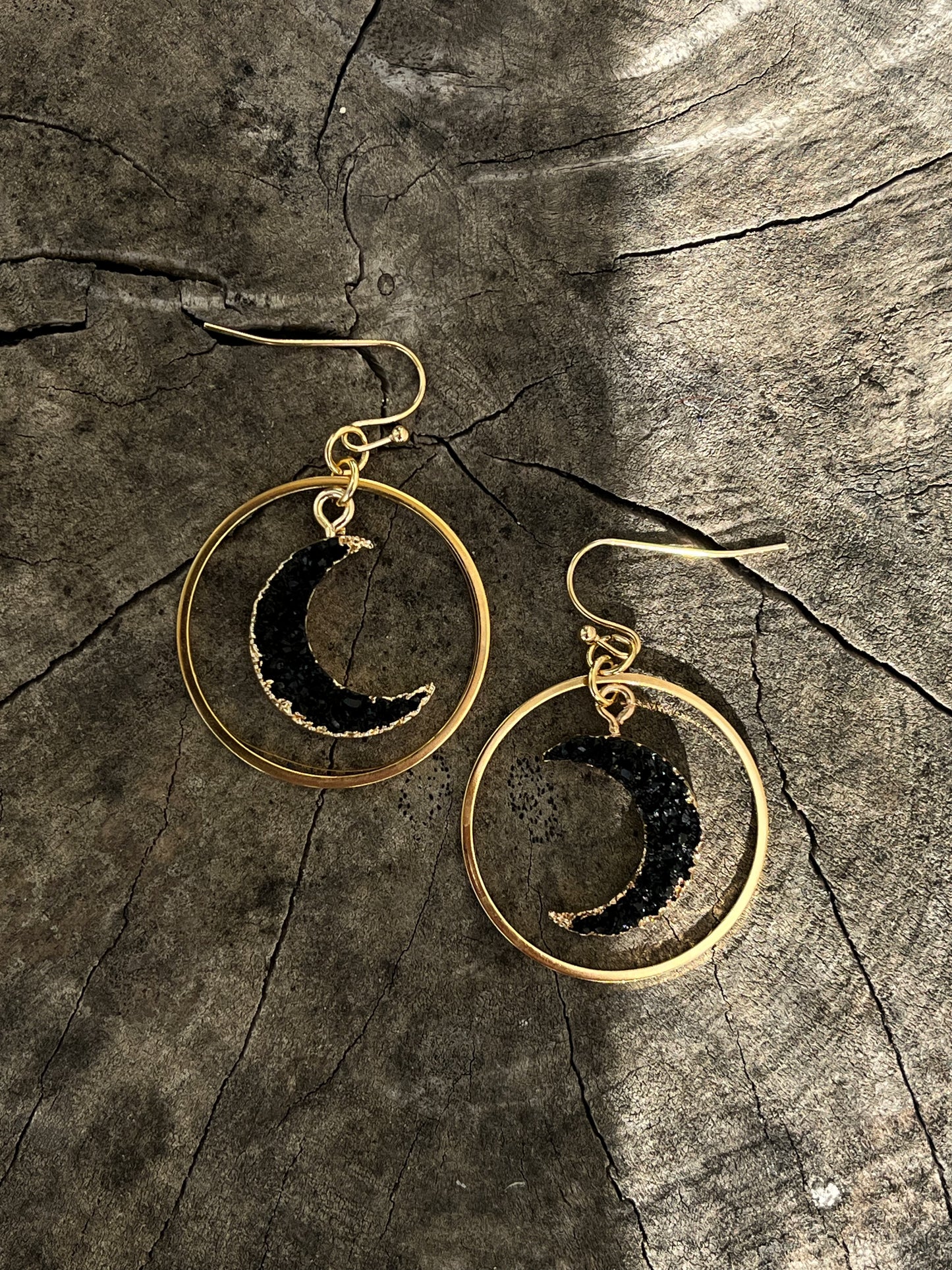 Black Druzy Moons