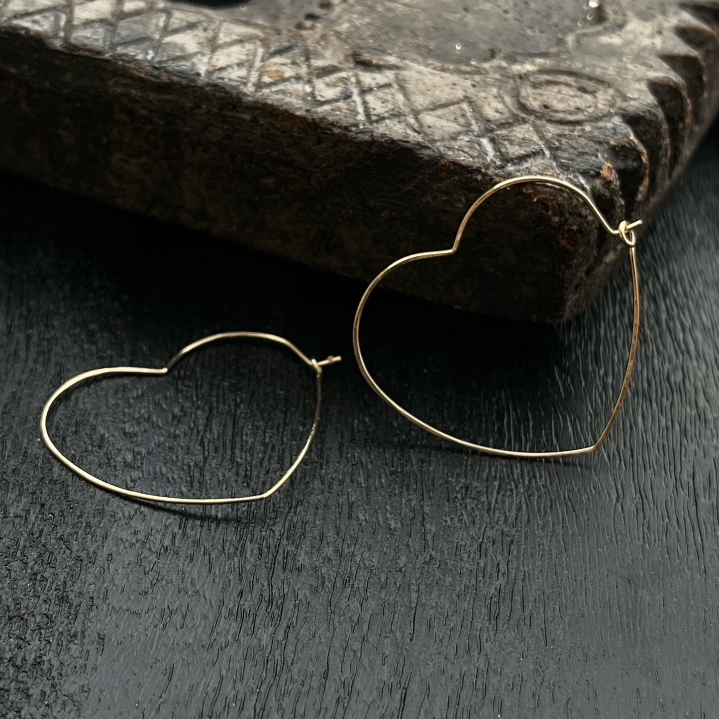 Hammered Heart Hoops