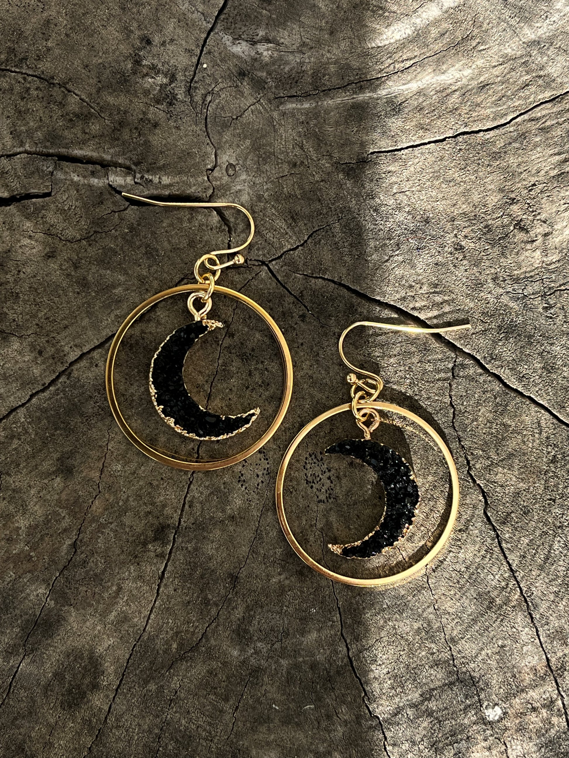 Black Druzy Moons - Kybalion Jewellery