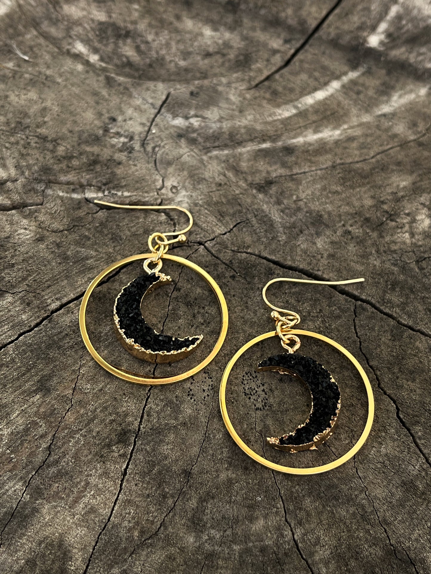 Black Druzy Moons - Kybalion Jewellery