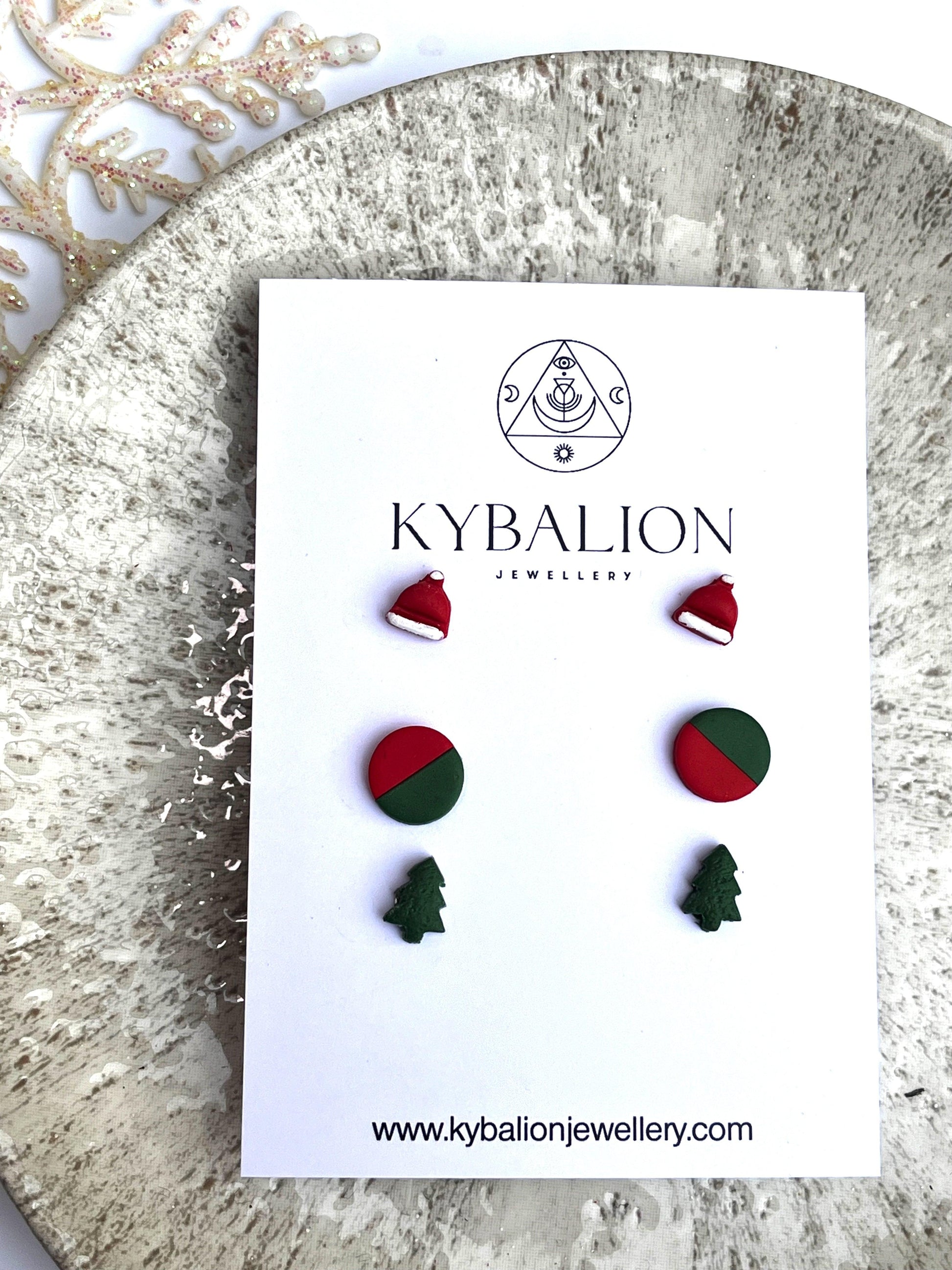 Christmas Studs - pack 3 - Kybalion Jewellery