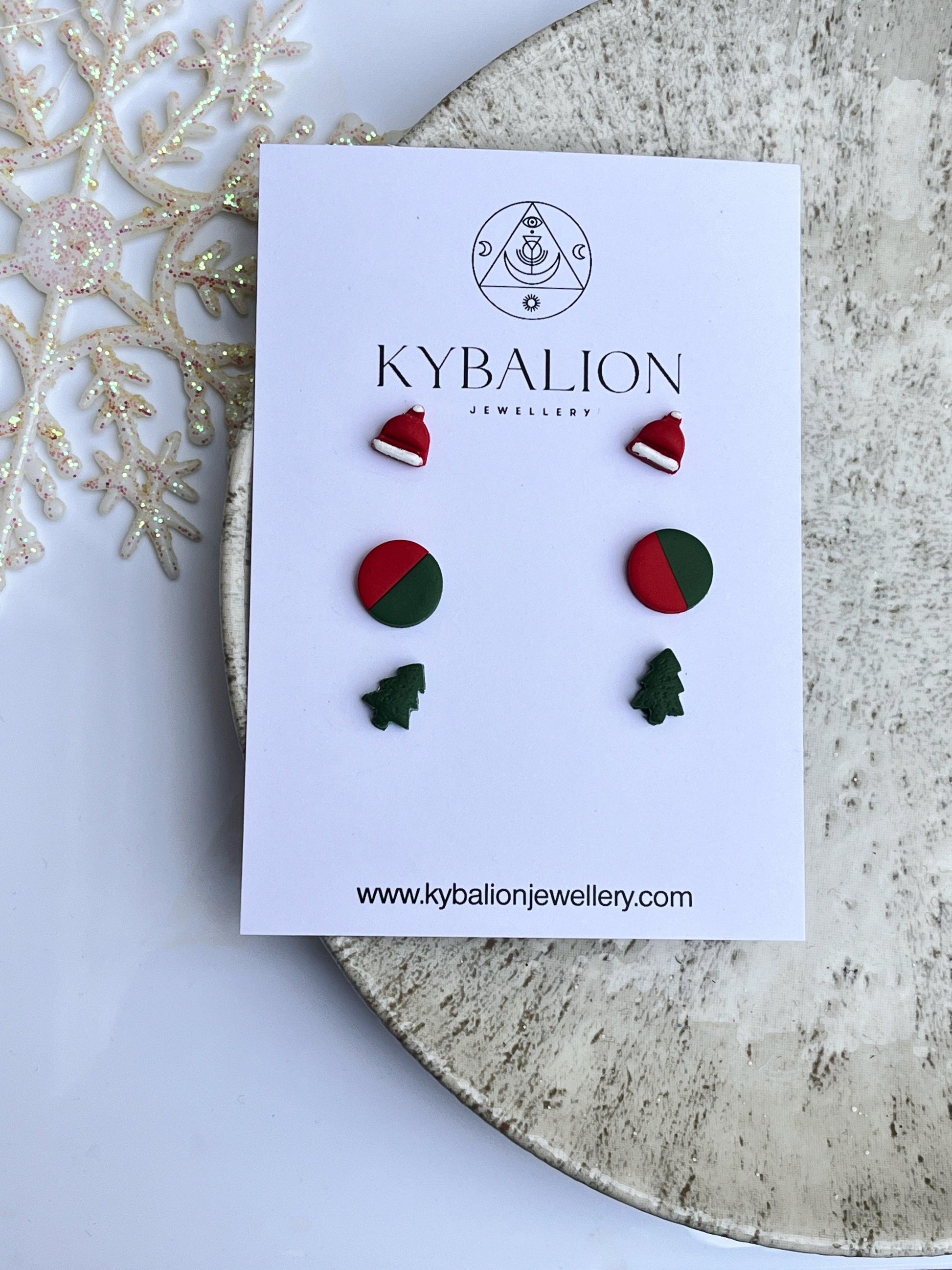 Christmas Studs - pack 3 - Kybalion Jewellery