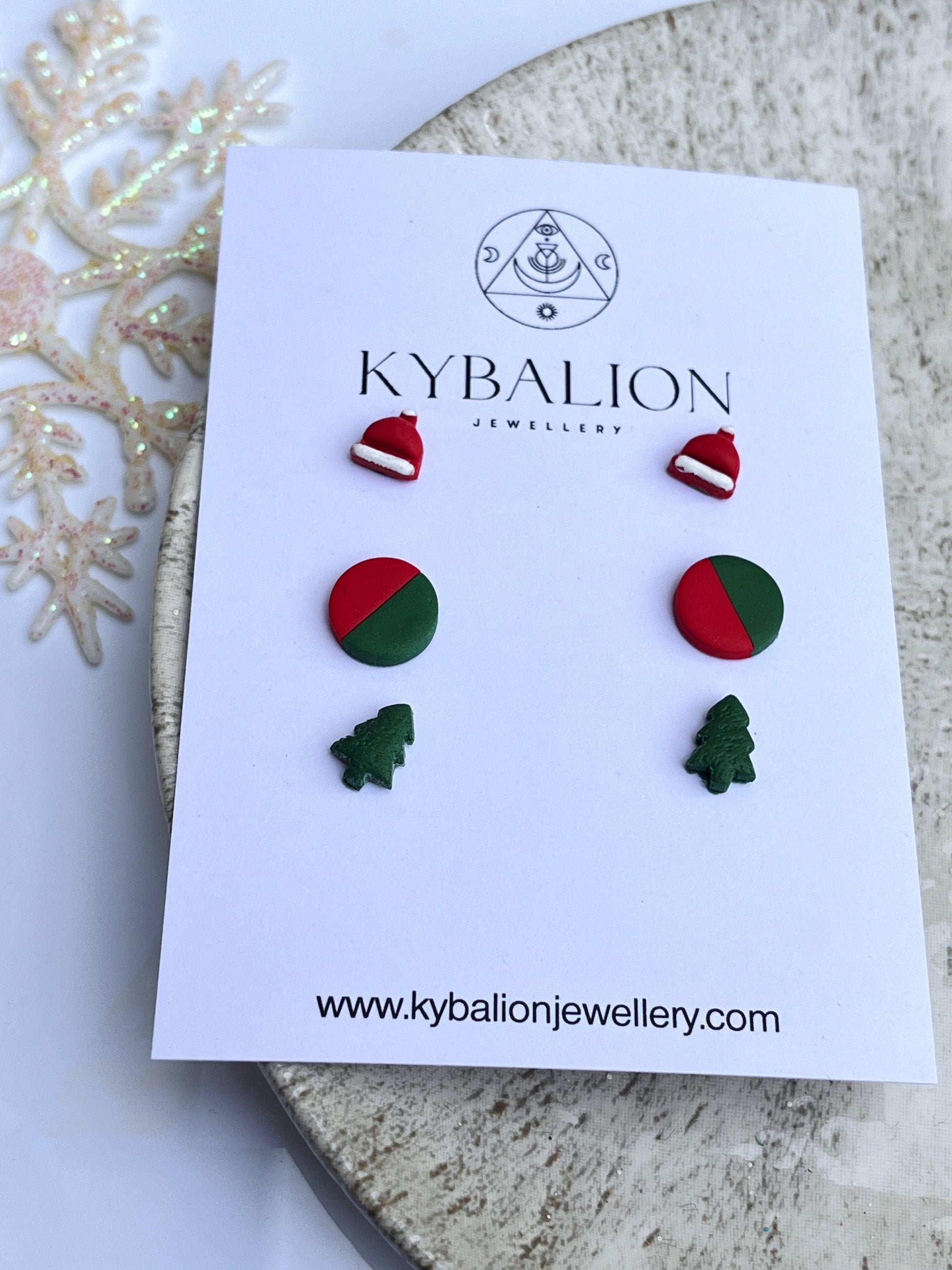 Christmas Studs - pack 3 - Kybalion Jewellery