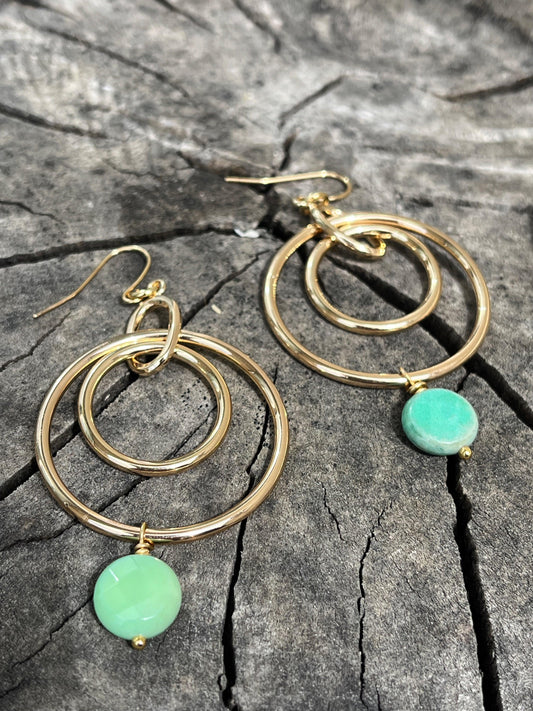 Chrysophrase Double Hoop Earring - Kybalion Jewellery