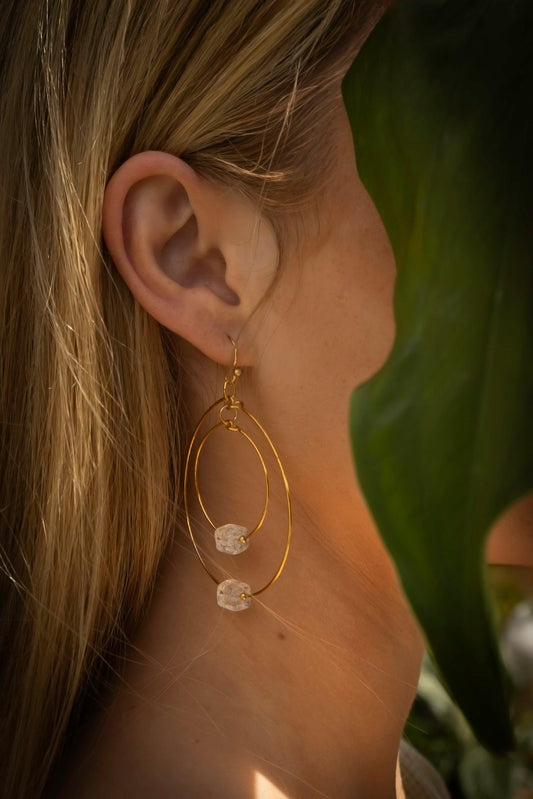 Clear Quartz Double Hoop - Kybalion Jewellery