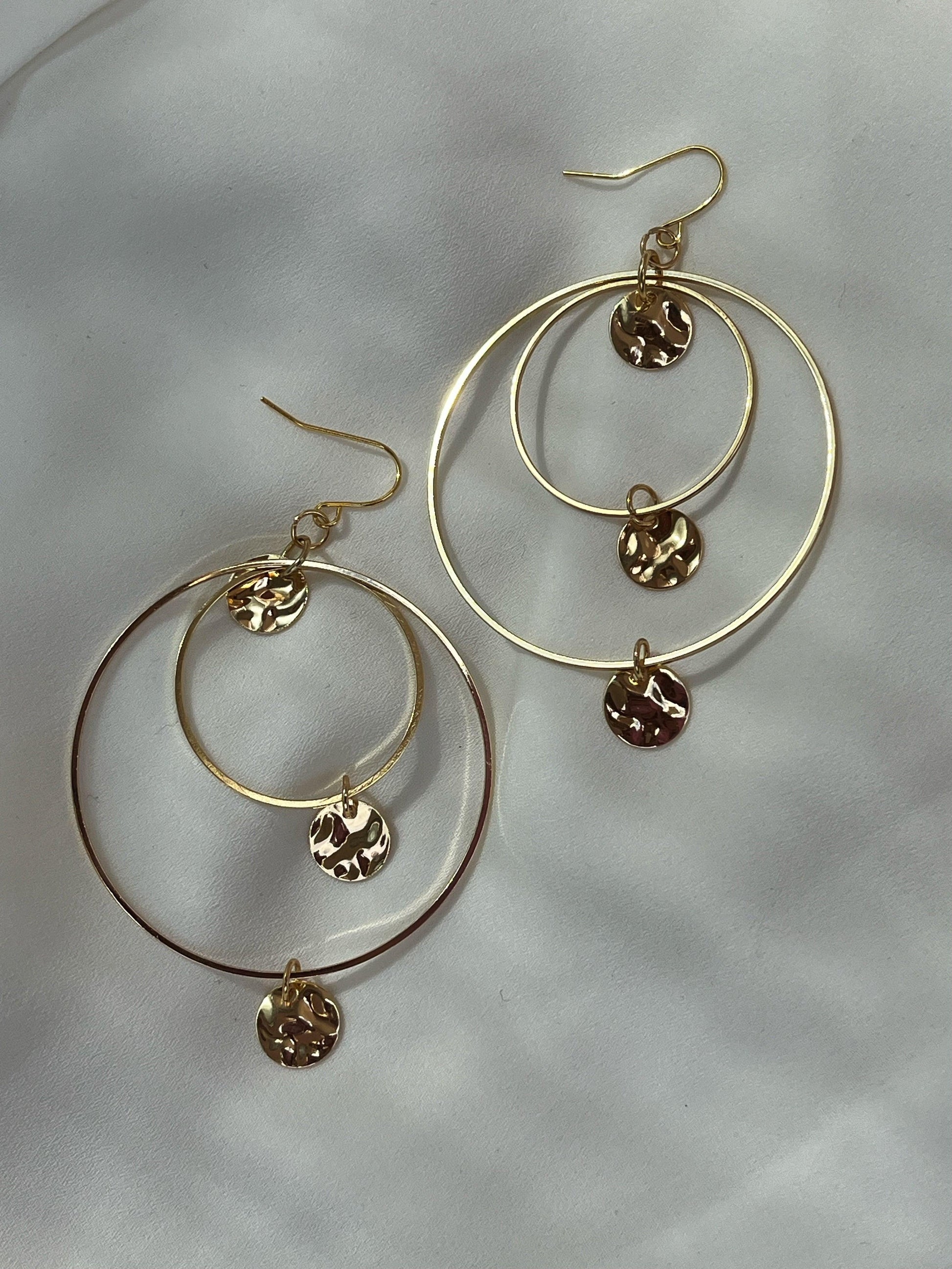 Gold Disk Double Hoop - Kybalion Jewellery