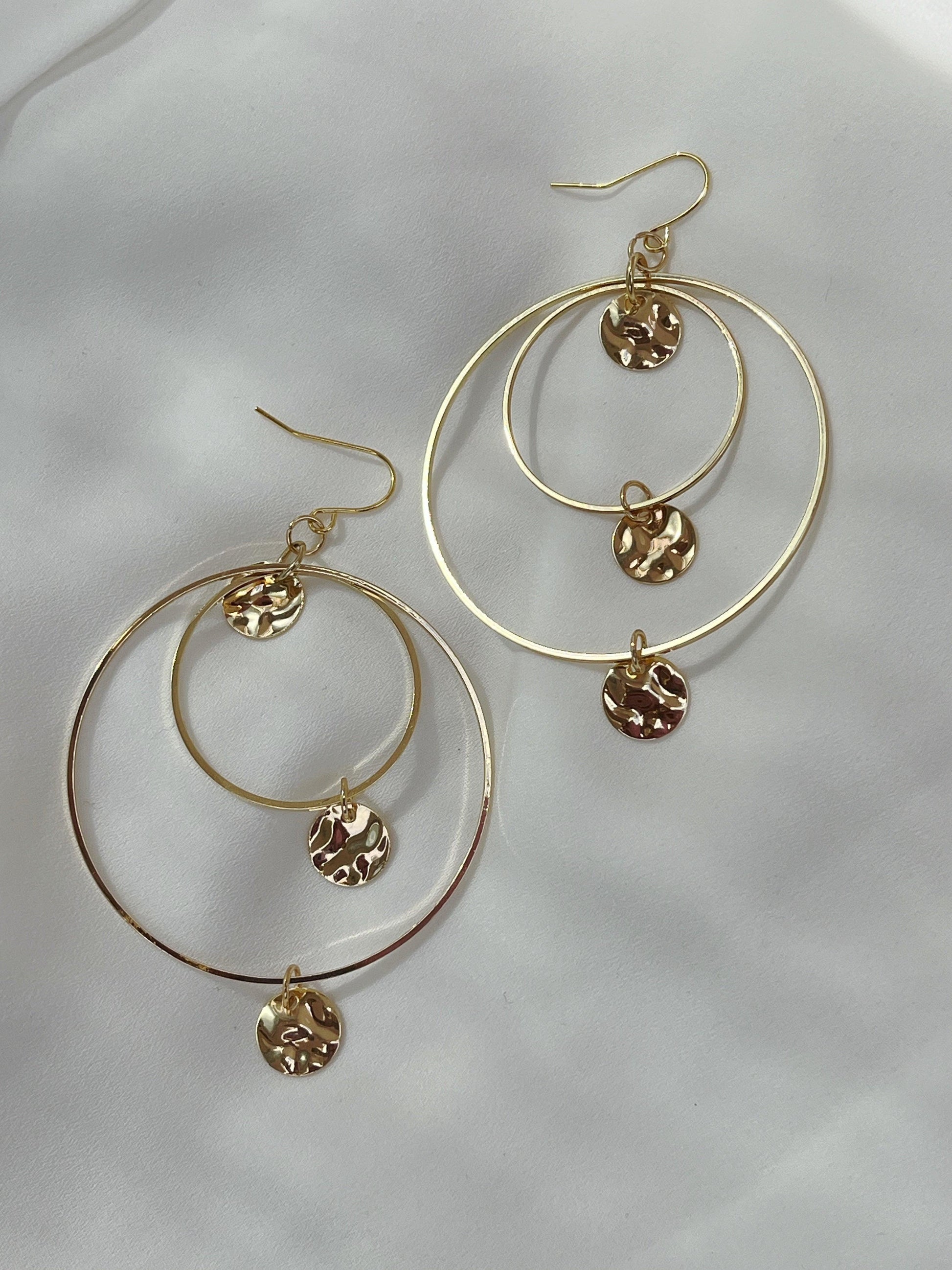 Gold Disk Double Hoop - Kybalion Jewellery
