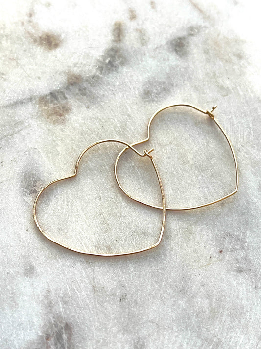 Hammered Heart Hoops - Kybalion Jewellery