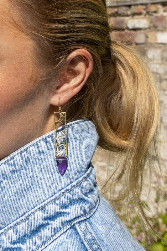 Solar Amethyst Earrings - Kybalion Jewellery