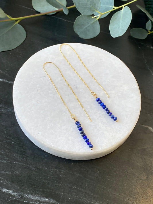 Blue Lapis Threader Earrings - Kybalion Jewellery